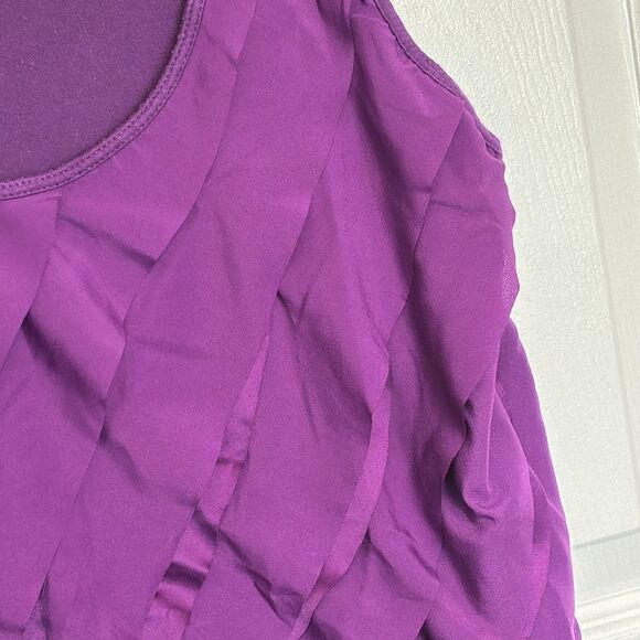 Apt. 9 | Women’s Tiered Ruffle Front Purple Sleeveless Blouse Tank Top - Picture 6 of 15